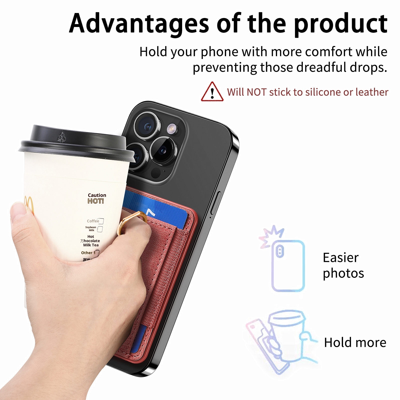 TechGlobe New Magnetic Wallet Coin Clip PU Leather Back Sticker Card Holder Strong Magnet In Stock_voghion.com