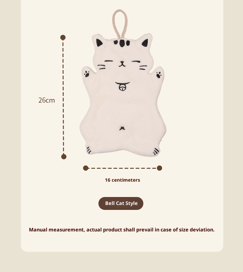Lillian Absorbent Cute Cat Bathroom Kitchen Hanging Non-Shedding Coral Fleece Small Hand Towel_voghion.com