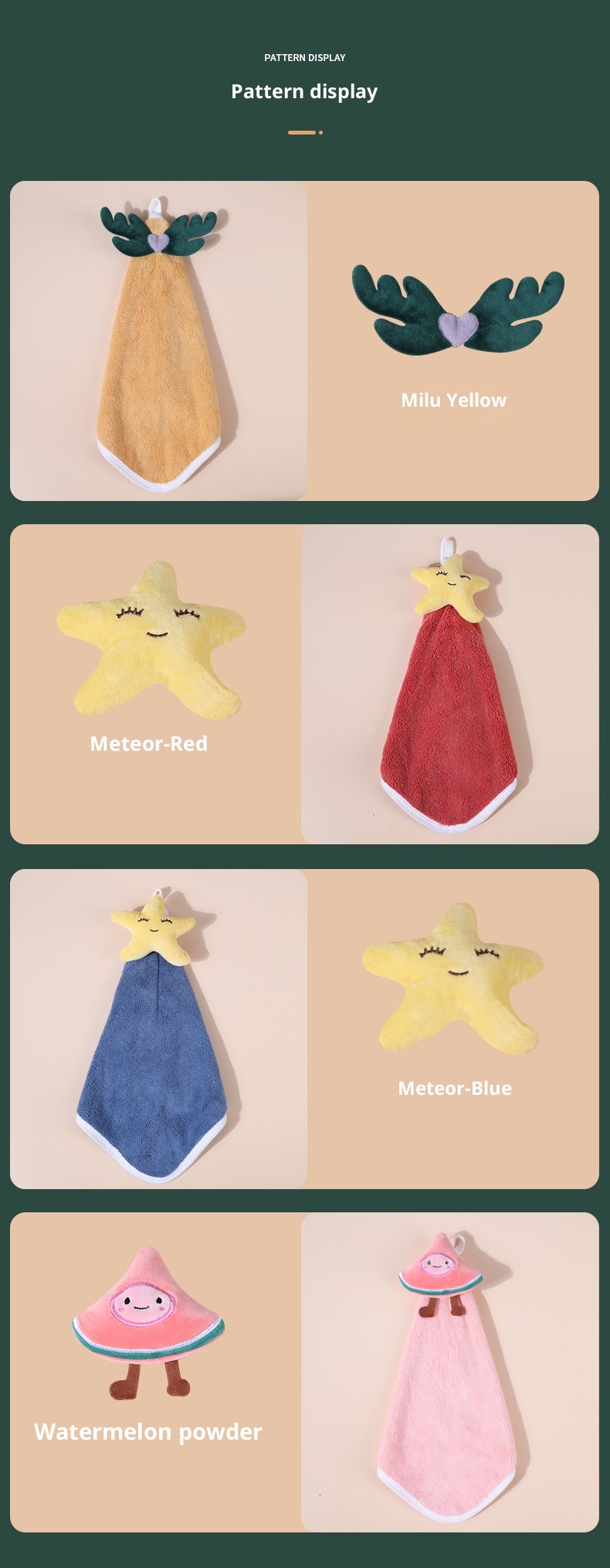 Lillian Rainy A-Class Coral Fleece Hand Face Cute Small Children's Square Towel Bathroom Kitchen Hanging Type_voghion.com