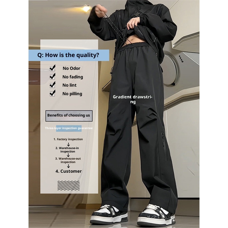 Pantalon softshell imperméable et décontracté pour homme, couleur unie, style américain, idéal pour le printemps et l'automne, avec une touche fonctionnelle et un esprit randonnée._voghion.com