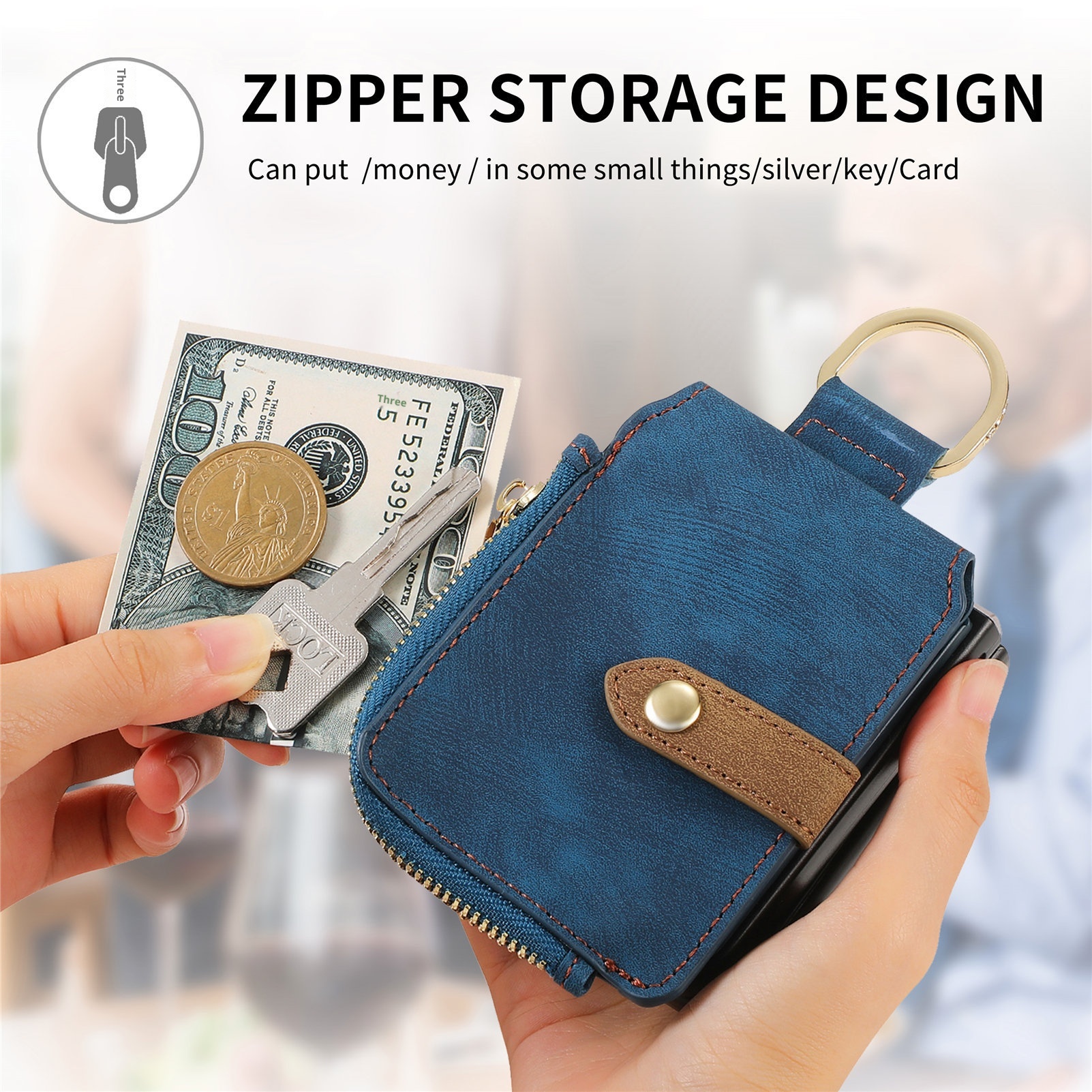 TechGlobe Cross-Border kompatible Moto Ultra Leder-Handyhülle mit mehreren Kartenfächern, Ring, PU-Kartenhalter, faltbar, Razr 60_voghion.com