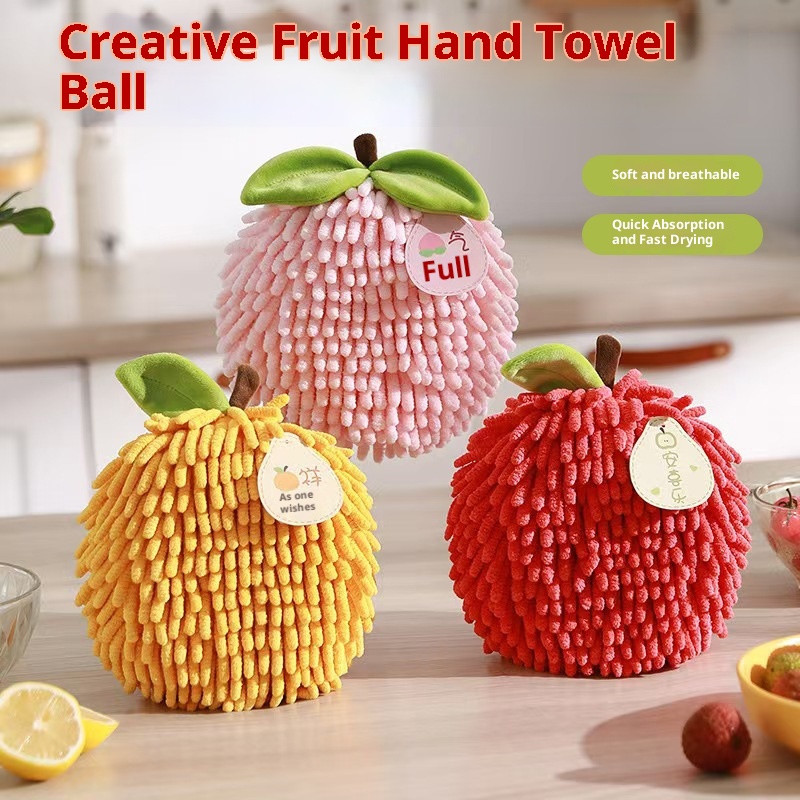 Lillian Fruit Meaning Chenille Ball Creative Kitchen Hanging Absorbent Quick-Dry Hand Small Towel_voghion.com