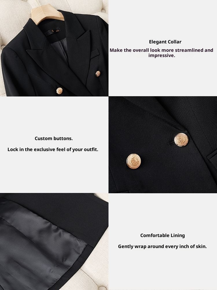 girl Girl Gray Set For Women, Double-Breasted, Petite Formal Wear, College Student Exam Interview Professional Suit_voghion.com