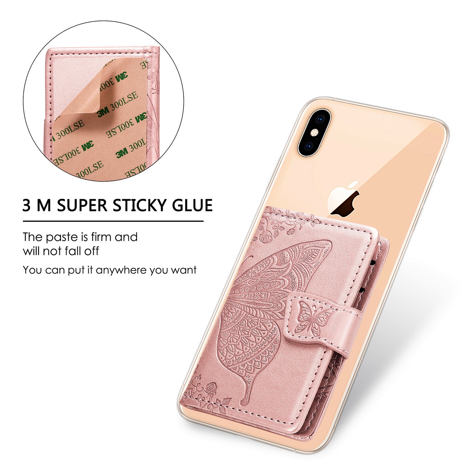 TechGlobe Foreign Trade Gift Coin Holder Universal 3M Adhesive Multi-Function Insert Embossed Phone Back Sticker Card Case_voghion.com