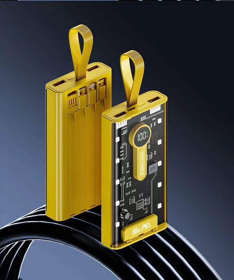 techglobe Cross-border Fast Charging 66W Transparent 20000mAh Bank Punk Style With Built-in Night Light Digital Display Portable_voghion.com