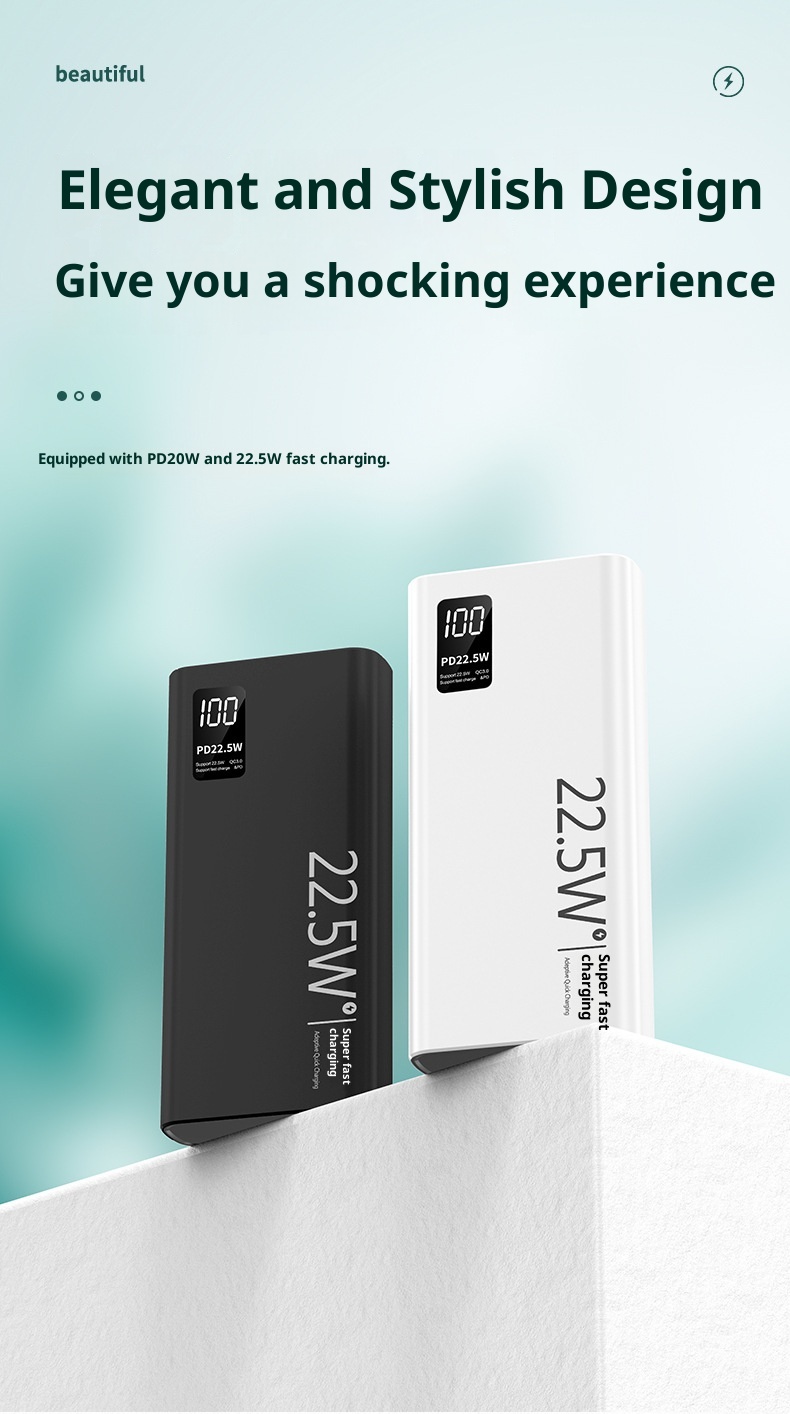 techglobe 22.5W Two-Way Fast Charging Built-in Cable Power Bank 20000mAh Large Capacity Portable Custom Creative_voghion.com