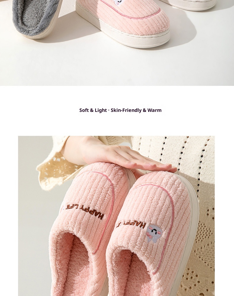 Zees Katoen met loopcomfort, dikke zool voor herfst en winter, dagelijks gebruik binnenshuis, antislip, warm, fleece voor thuisgebruik_voghion.com