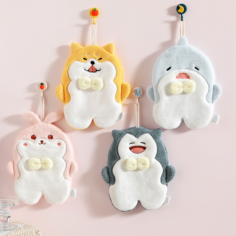 Lillian Hängendes, saugfähiges Handreinigungstuch mit niedlichem Cartoon-Motiv für Kinder, schnelltrocknendes Handtuch für Bad und Küche, Geschenkidee_voghion.com