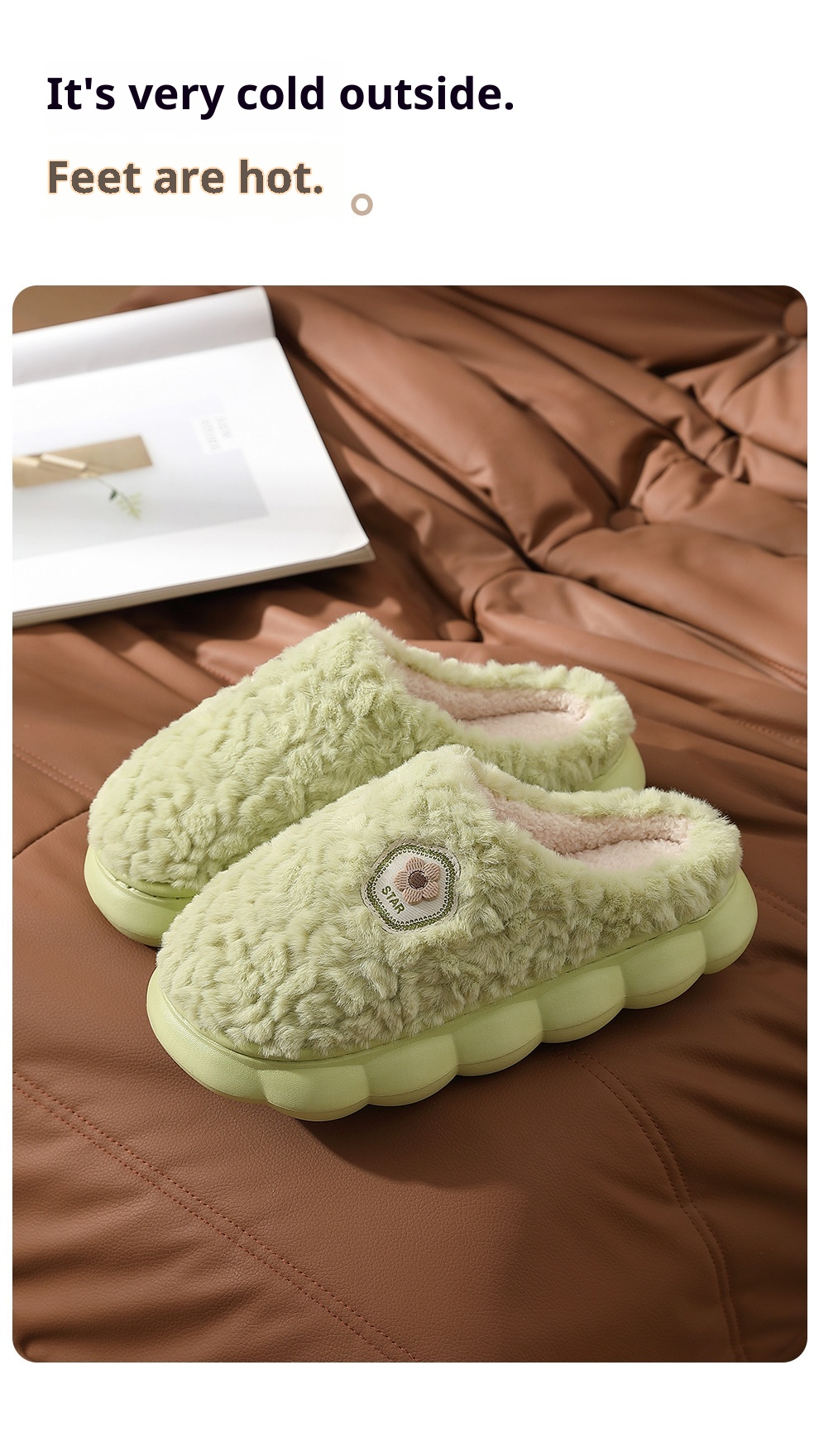 Zees Plush Warm Cotton For Women Indoor Home Bedroom Non-Slip Men's Furry Slippers Men Winter_voghion.com