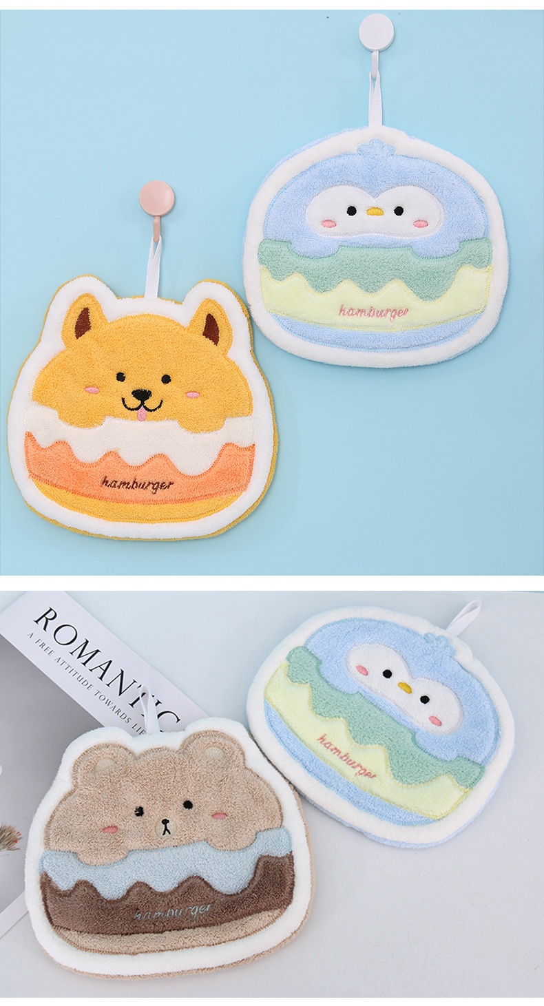 Lillian Cartoon Children's Hanging Coral Fleece Hand Non-Shedding Absorbent Quick-Dry Bathroom Small Gift Towel_voghion.com
