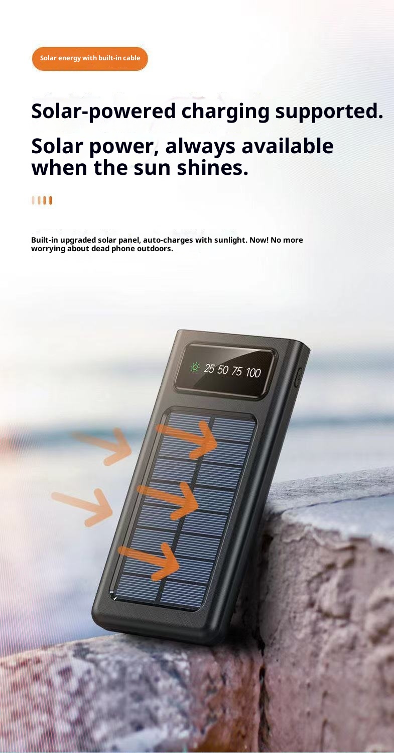 techglobe Cross-border Detachable Built-in Cable Solar Bank 20000mAh Gift Printed Mobile Power Supply_voghion.com