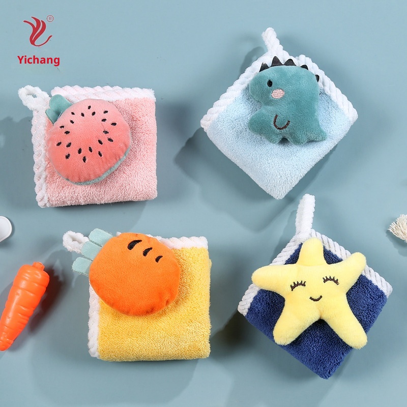 Lillian Cartoon Coral Fleece Fruit Hanging Absorbent Hand Towel Cloth_voghion.com