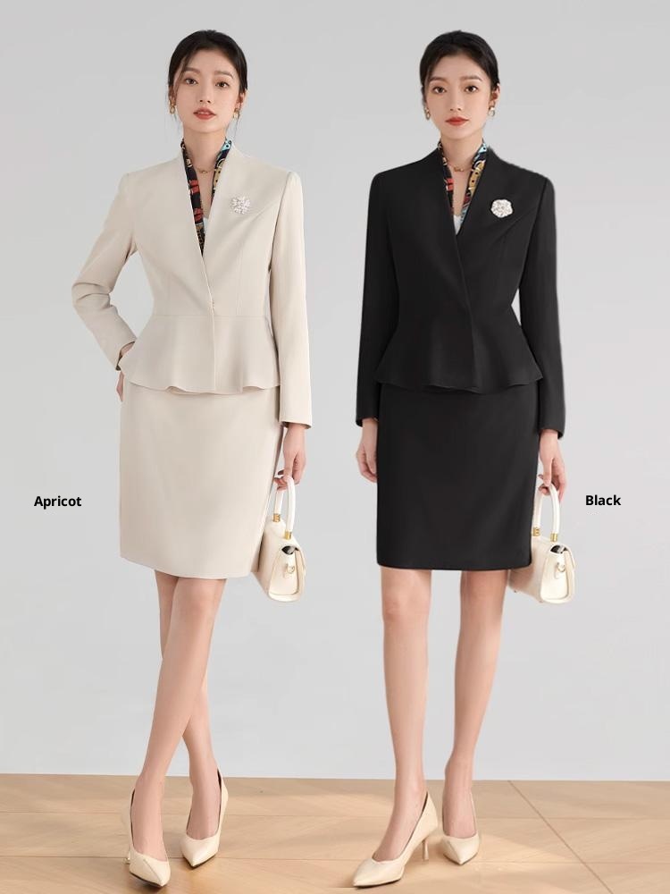 Mädchen-Kostümset für Damen, professionelle Frühlings- und Herbstkleidung, elegantes Rockset im Göttinnenstil, ideal für den Empfangsbereich eines Schönheitssalons_voghion.com