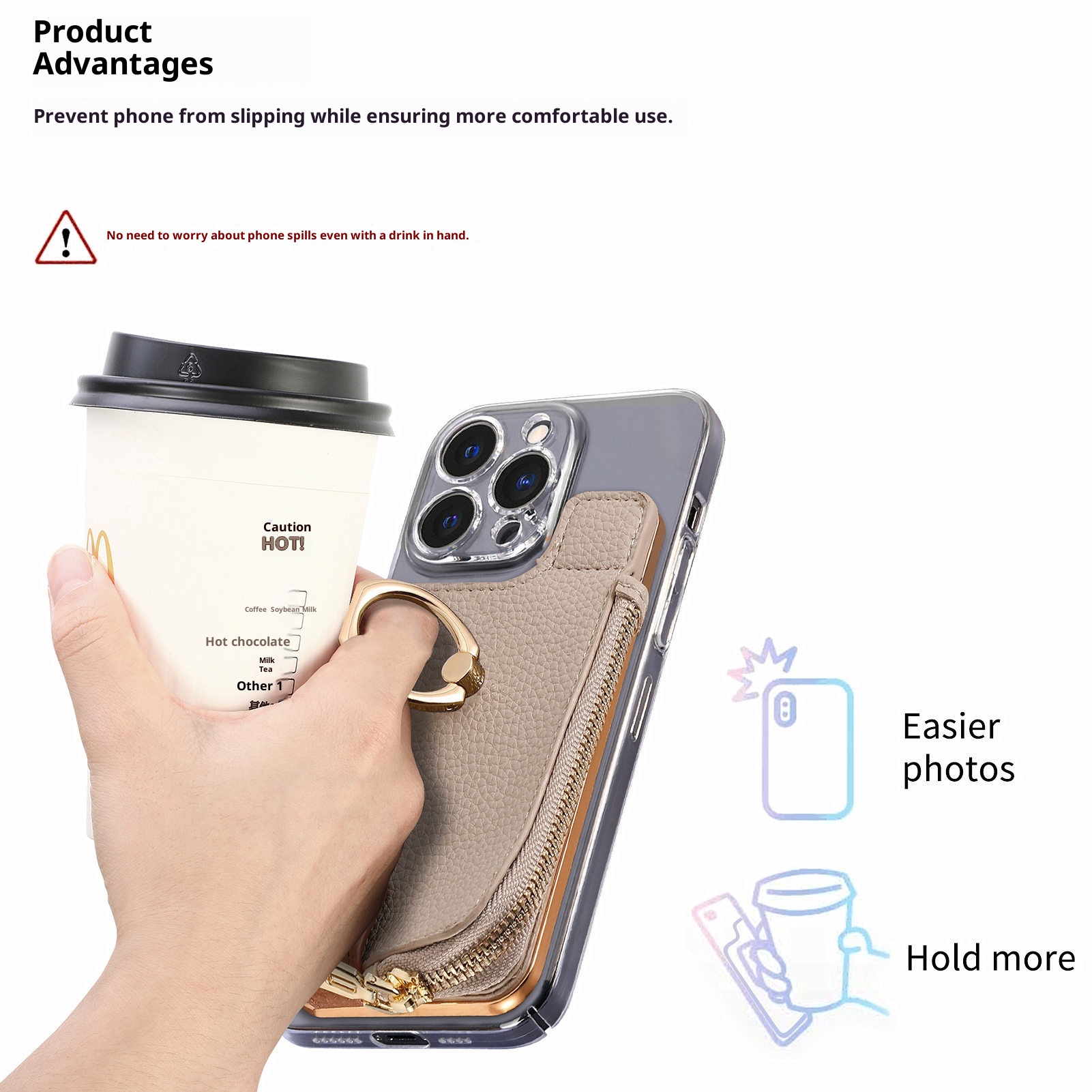 Portafoglio da polso in pelle con clip per monete e adesivo posteriore TechGlobe, porta carte d'identità antifurto RFID_voghion.com