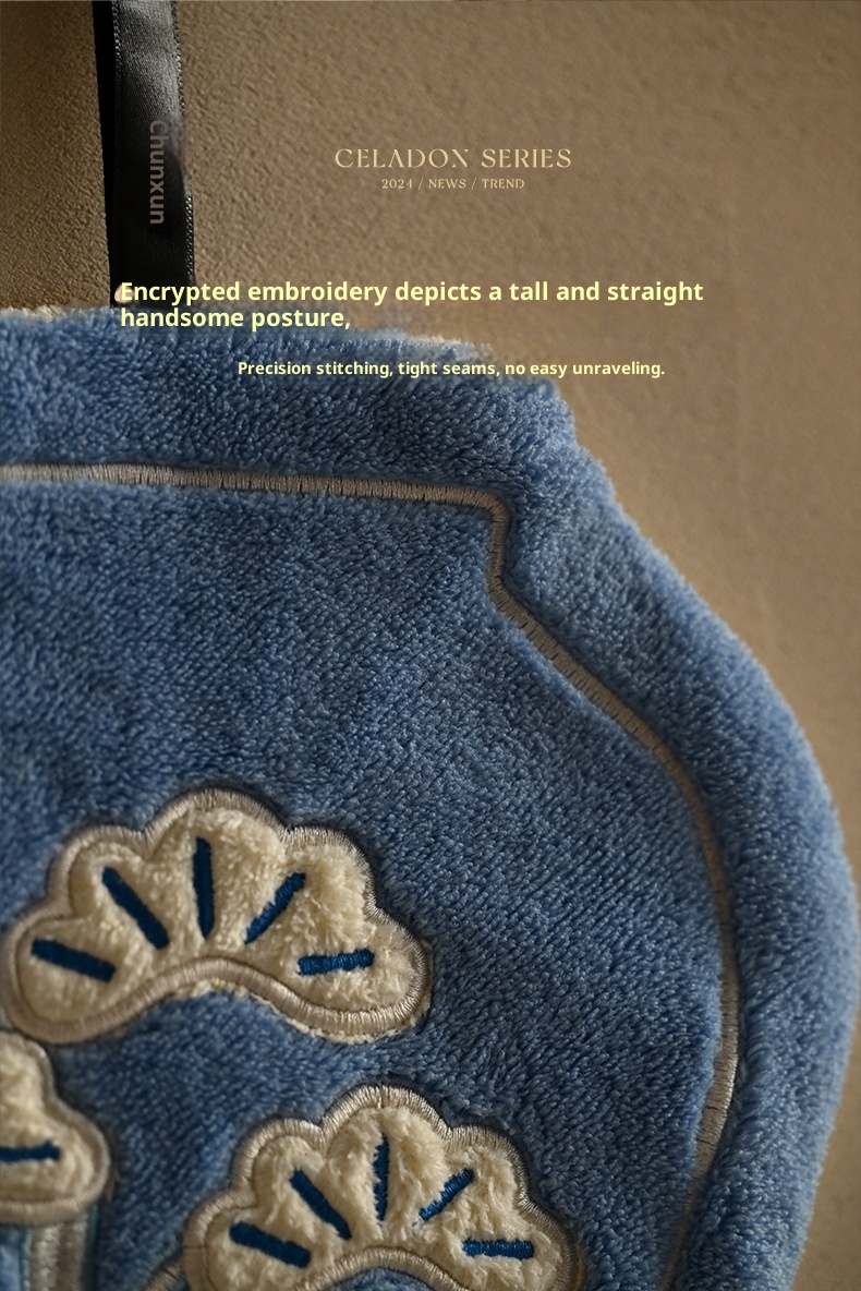 Lillian New Chinese Style Bathroom Towel Hanging Kitchen Absorbent Thickened Quick-Dry Odorless Hand Cloth Coral Fleece_voghion.com