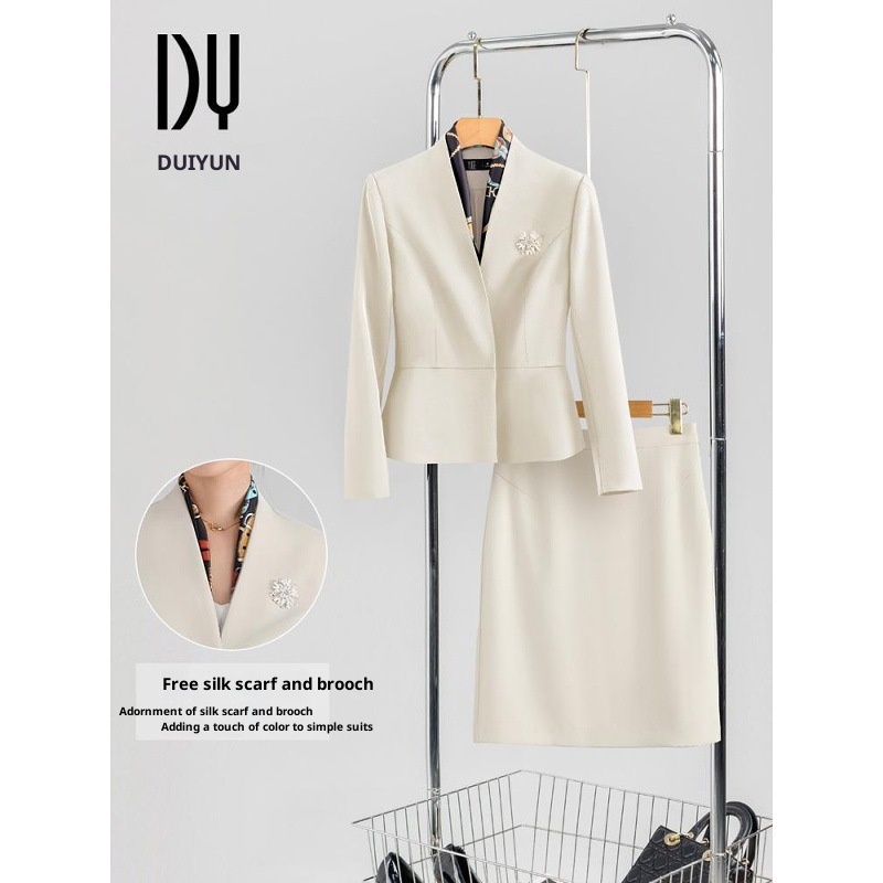 Mädchen-Kostümset für Damen, professionelle Frühlings- und Herbstkleidung, elegantes Rockset im Göttinnenstil, ideal für den Empfangsbereich eines Schönheitssalons_voghion.com