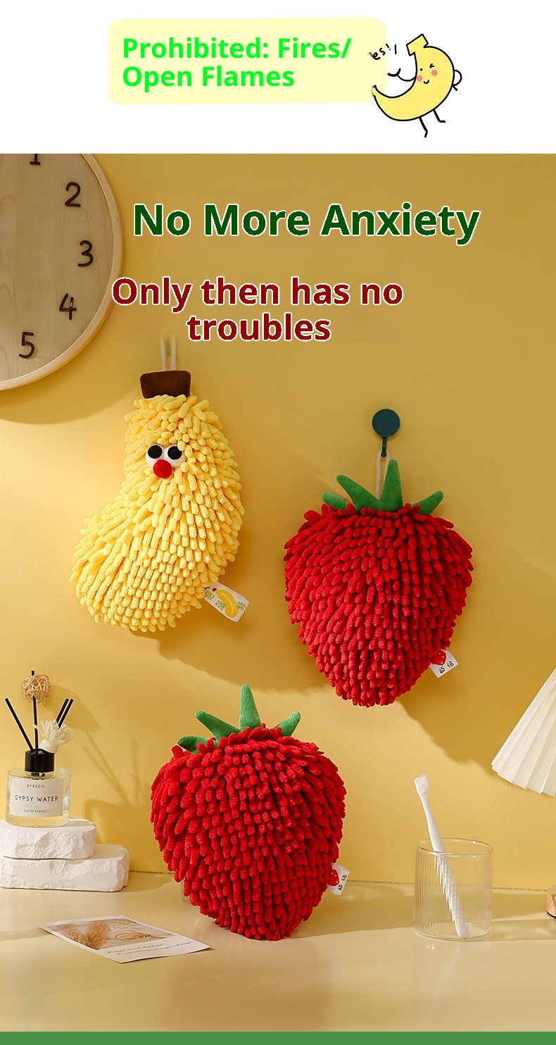 Lillian Cute Big Eyes Chenille Fruit Hand Creative Adorable Towel Festive Red Hanging Decoration_voghion.com