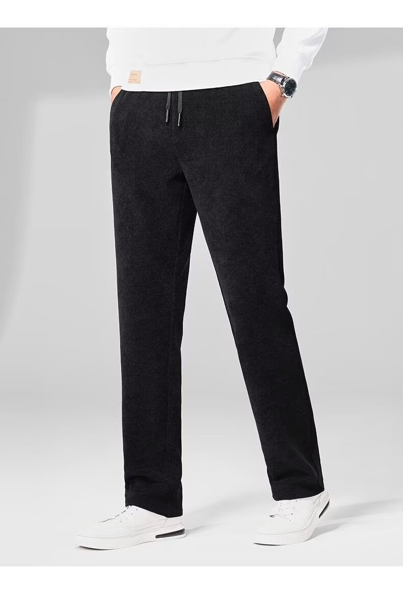 boy Corduroy Casual Autumn Winter New Fleece Lined Thickened Long Pants Straight Trendy Versatile Men's Sweatpants_voghion.com