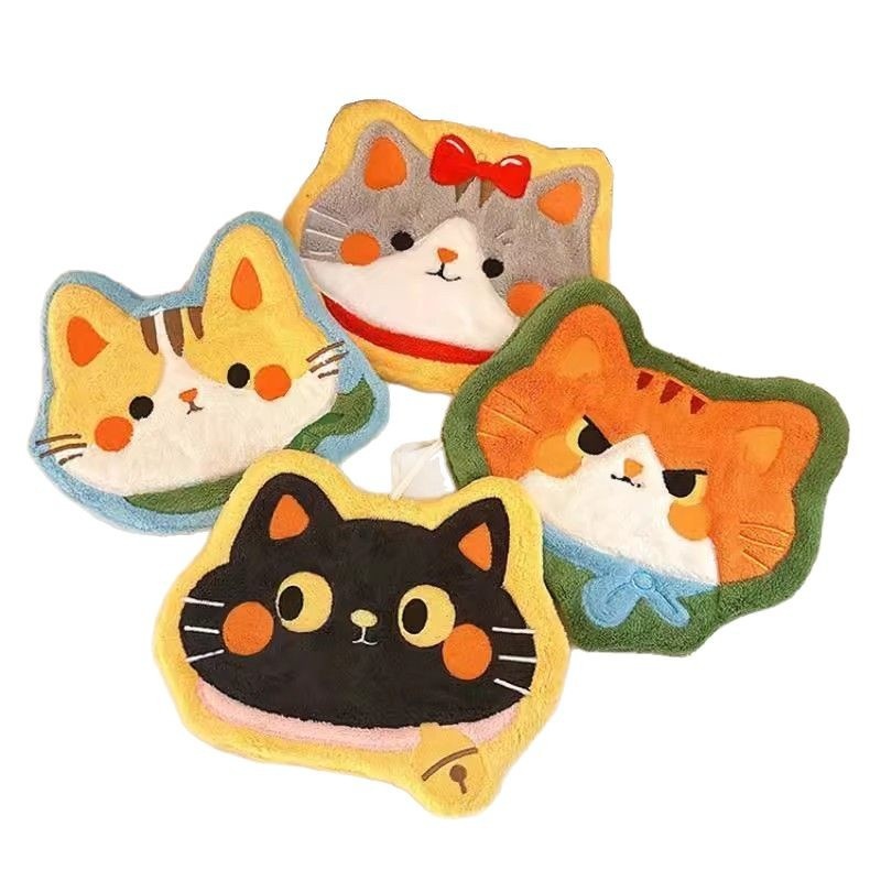 Lillian Cartoon Cute Cat Hanging Hand Household Kitchen Bathroom Thickened Coral Absorbent Cloth Towel_voghion.com