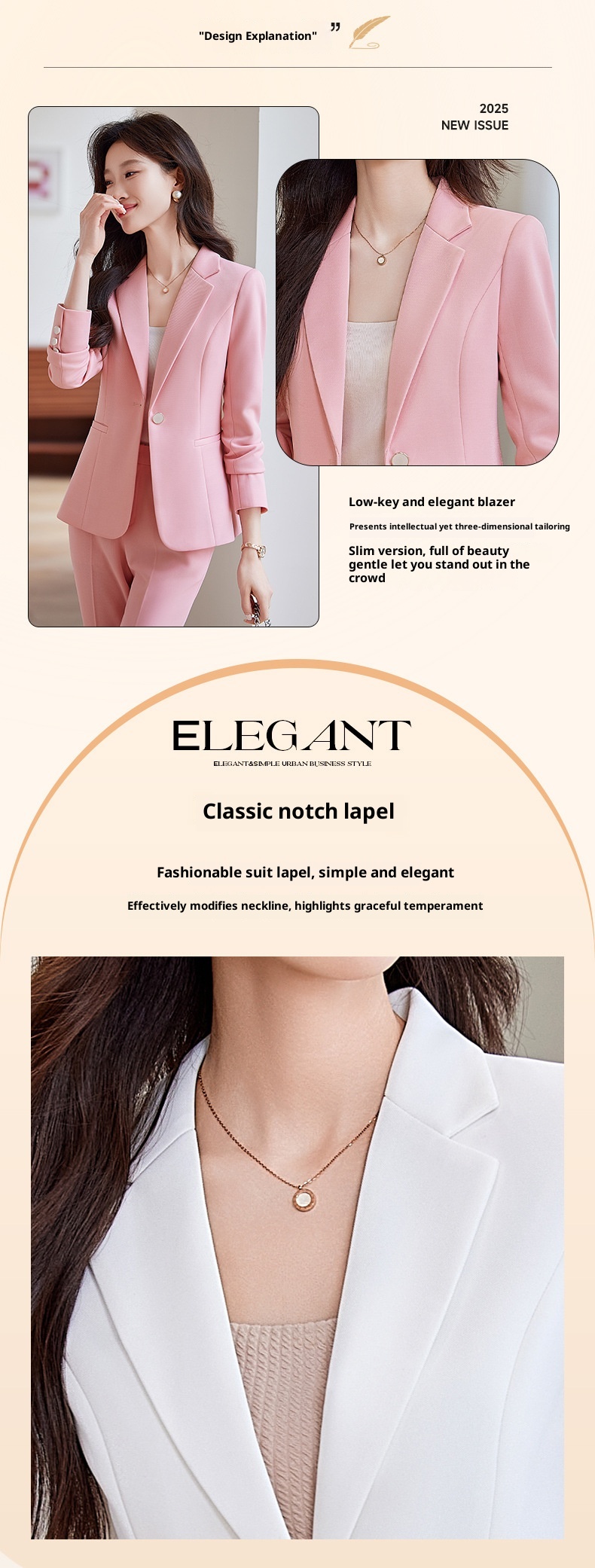 Ragazza Ragazza Completo Rosa Completo da Donna 2025 Nuova Primavera e Autunno Stile Coreano Elegante Casual Professionale Piccolo Blazer_voghion.com