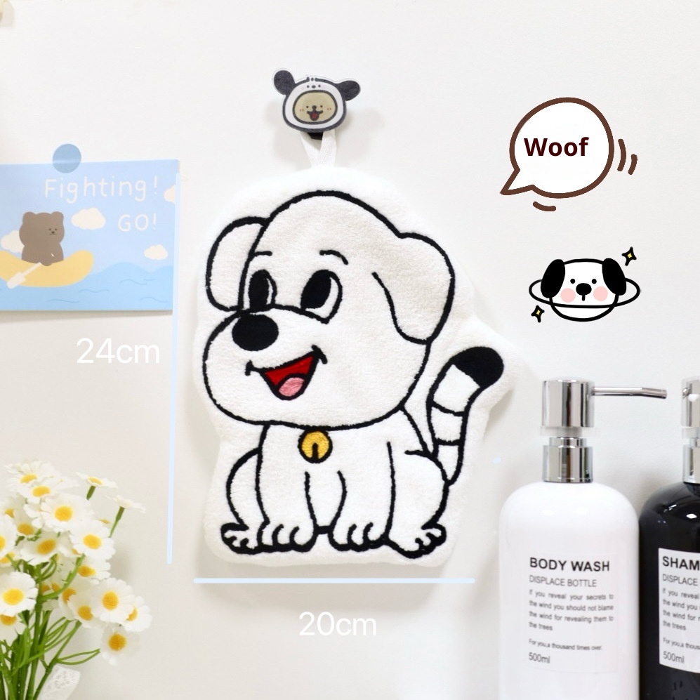 Lillian Puppy Little Tiger Hanging Bathroom Face Wash Small Kitchen Hand Towel Absorbent Quick Dry_voghion.com