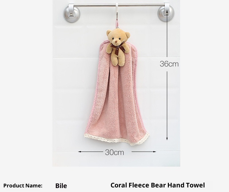 Lillian Cartoon Animal Hand Coral Fleece Bear Gift Bathroom Hanging Absorbent Towel Dropshipping_voghion.com