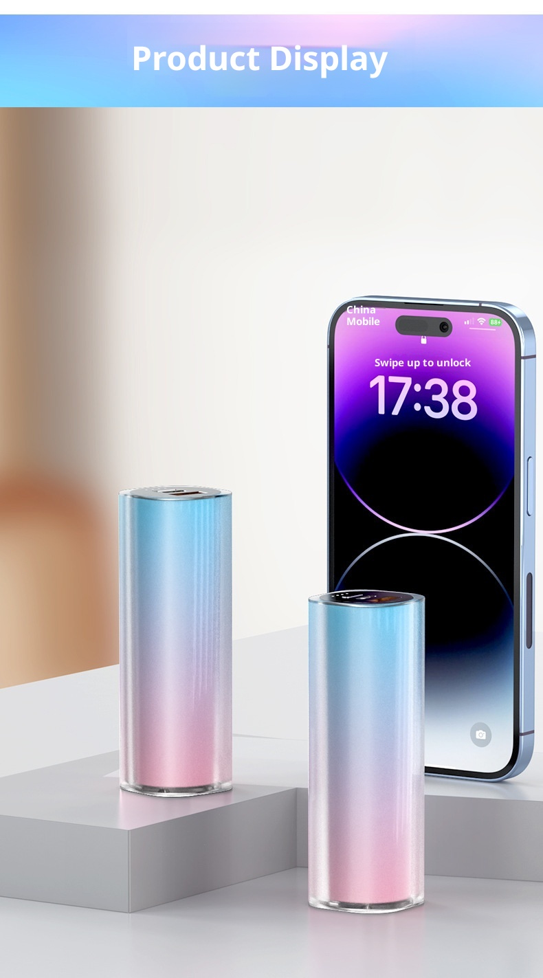 Batterie externe portable compacte Techglobe à dégradé de couleurs 10 000 mAh, personnalisable et exclusive pour les échanges transfrontaliers._voghion.com