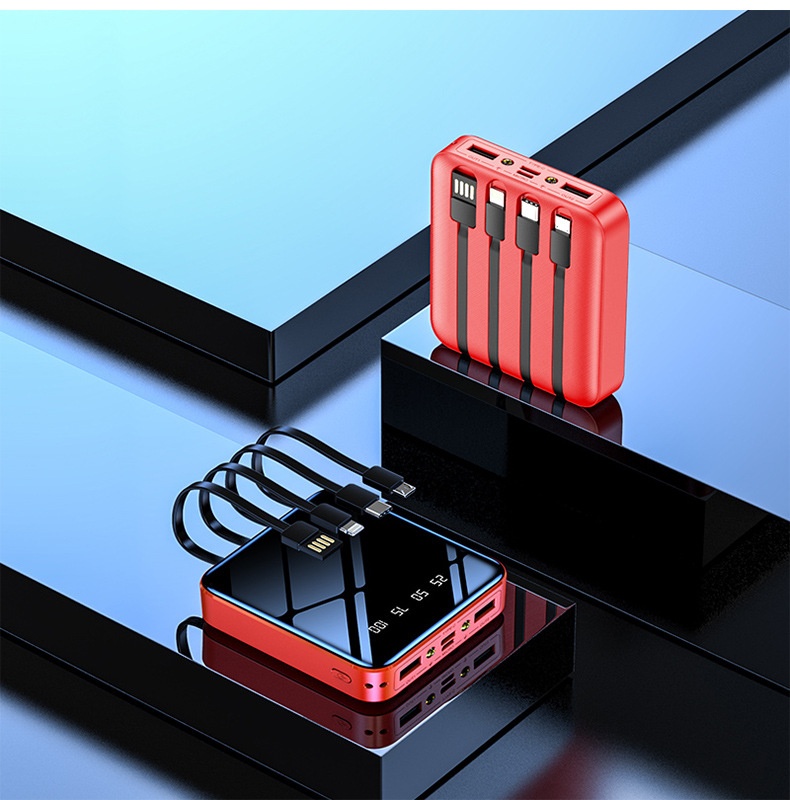 TechGlobe Four-Wire Mini Bank 20000mAh Fast Charging Mobile Power Supply Gift Custom Creative Lithium Battery_voghion.com