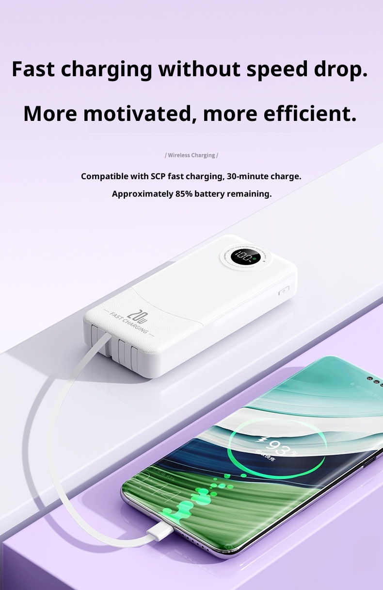 techglobe Super Fast Charging Bank With Four Cables 2000mAh Large Capacity PD 20W Custom Gift Mobile Power Supply_voghion.com