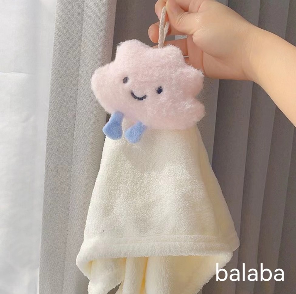 Lillian Absorbent Quick-Dry Household Kitchen Cloth Bear Pineapple Square Baby Hand Towel Cloud Hanging Coral Fleece_voghion.com