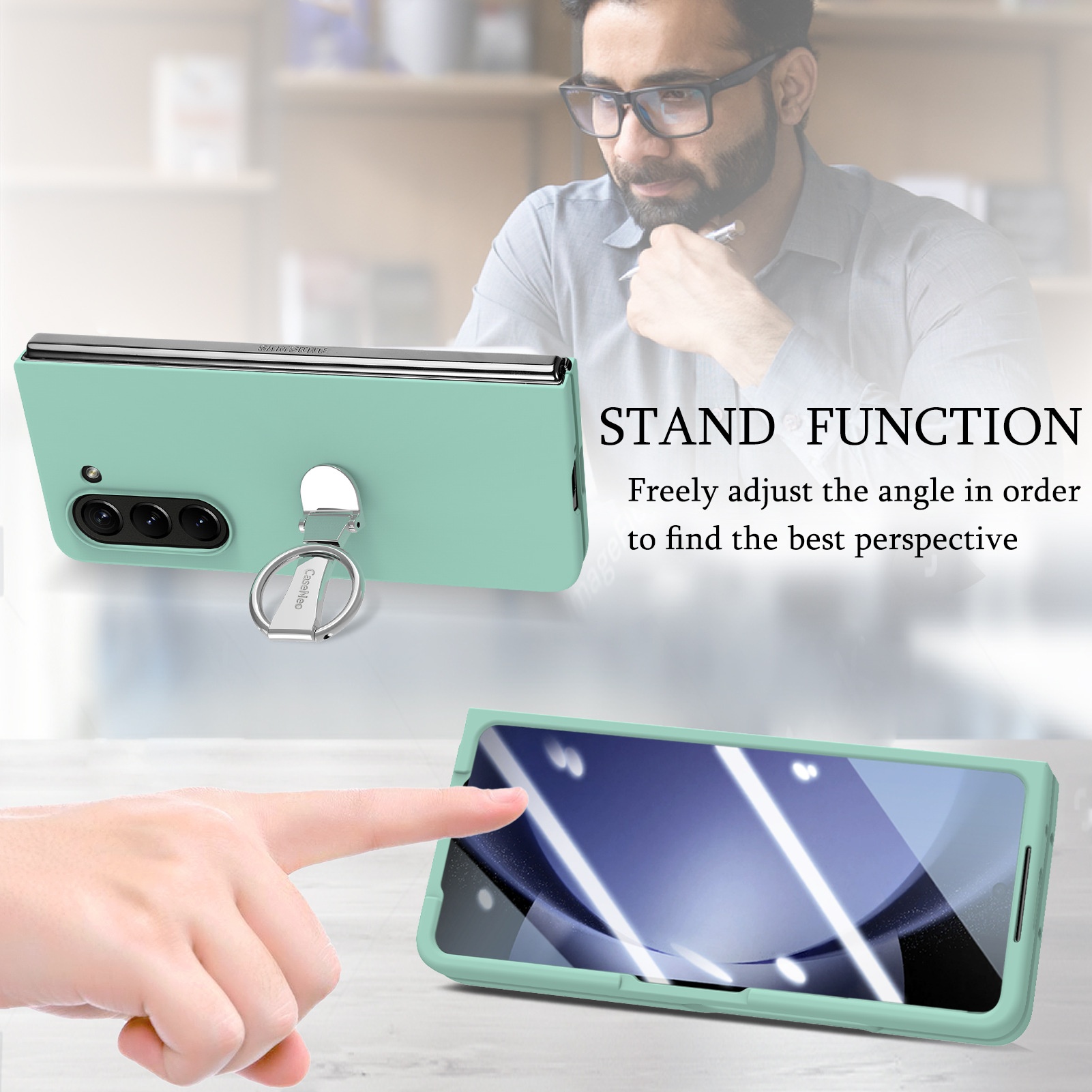 TechGlobe Compatible With Samsung ZFold7 And Screen Protector Integrated Phone Case Exquisite Boxed 360 Multi-Angle Rotating Stand_voghion.com