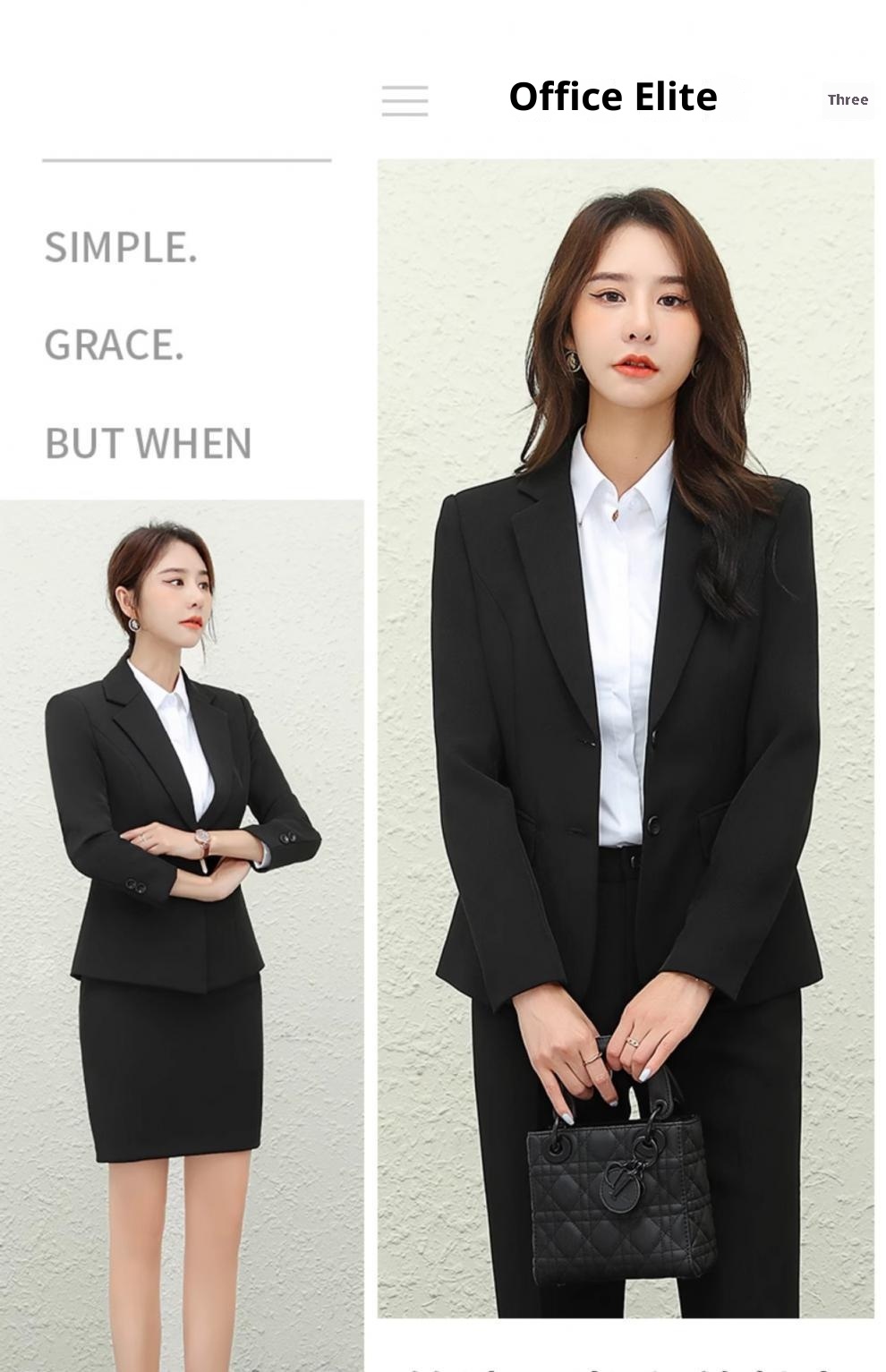 girl Girl Suit Women's Spring And Autumn Long Sleeve Black Slim Fit Formal We For College Students Professional Interview_voghion.com