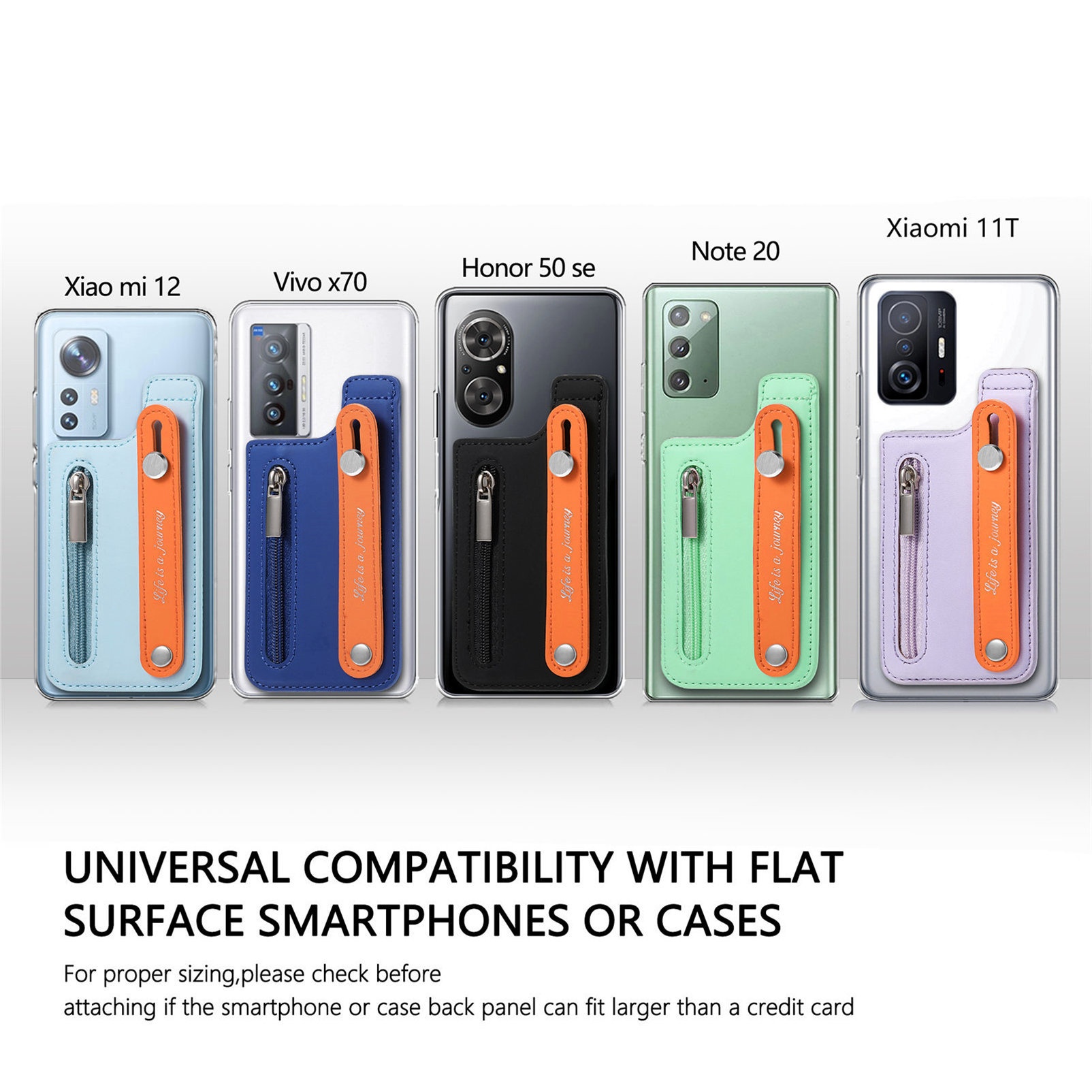 TechGlobe Macaron Color New Phone Flip Wrist Strap Storage Gift Case Back Adhesive Card Holder_voghion.com