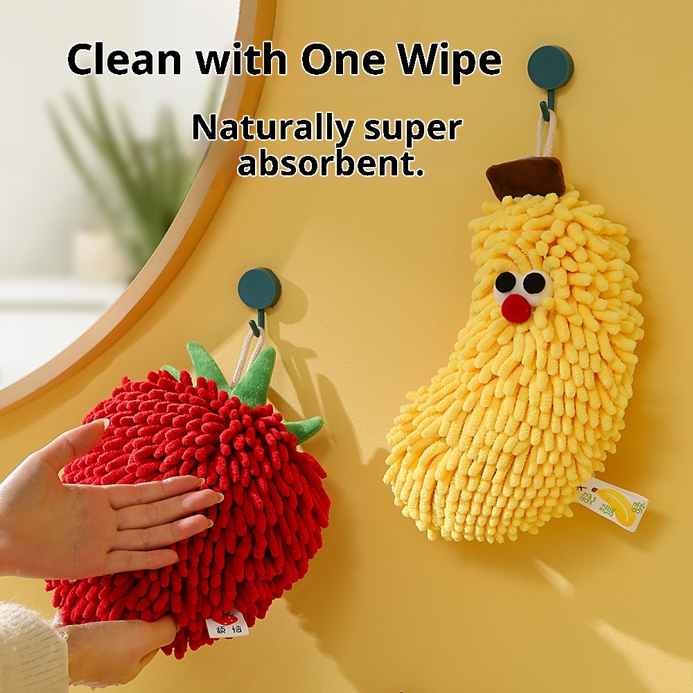 Lillian Cute Big Eyes Chenille Fruit Hand Creative Adorable Towel Festive Red Hanging Decoration_voghion.com