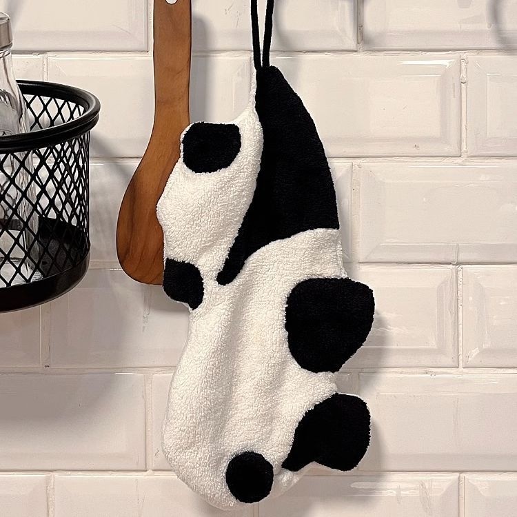 Lillian Cute Panda Hanging Coral Fleece Absorbent Quick-Dry Bathroom Hand Small Towel Kitchen Wiping Cloth_voghion.com