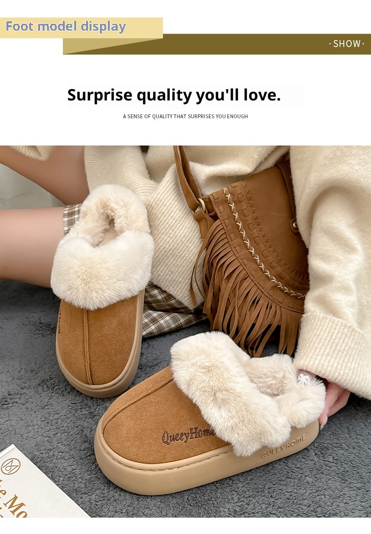 Zees Women's Cotton Autumn 2025 New Simple Fashion Indoor Home Non-Slip Furry Slippers Men Winter_voghion.com