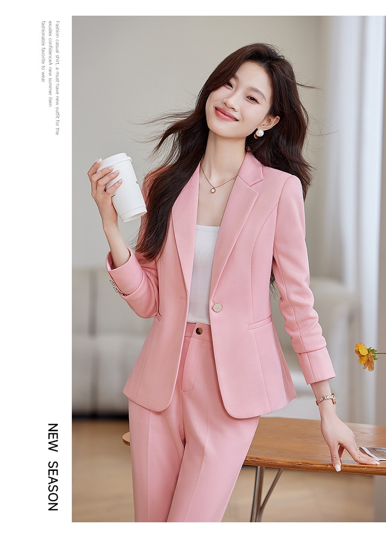 Ragazza Ragazza Completo Rosa Completo da Donna 2025 Nuova Primavera e Autunno Stile Coreano Elegante Casual Professionale Piccolo Blazer_voghion.com