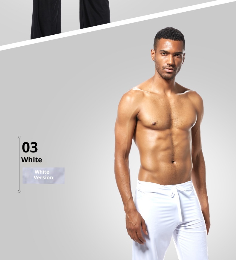 Pantalon long droit pour homme, en tissu de soie glacée, style yoga, exclusif à la frontière, PS504_voghion.com
