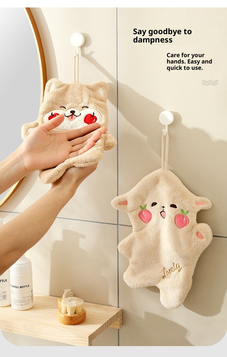 Lillian Neues hängendes, niedliches, stark saugfähiges, verdicktes, schnelltrocknendes Kinder-Katzen-Doppellagiges Handtuch (Großhandel)_voghion.com