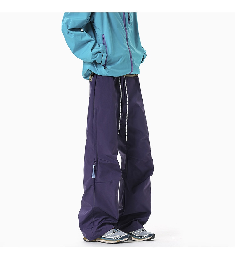 Pantaloni cargo da uomo larghi e dritti, stile giapponese, da escursionismo, antivento, per paracadutisti, pantaloni lunghi a gamba larga_voghion.com