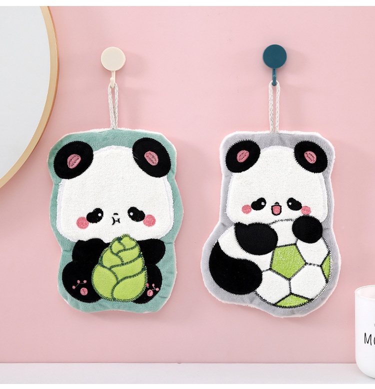 Asciugamano da tavolo in pile corallo per bambini, assorbente, anti-pelucchi, da appendere, a forma di panda, di Lillian Home Use_voghion.com
