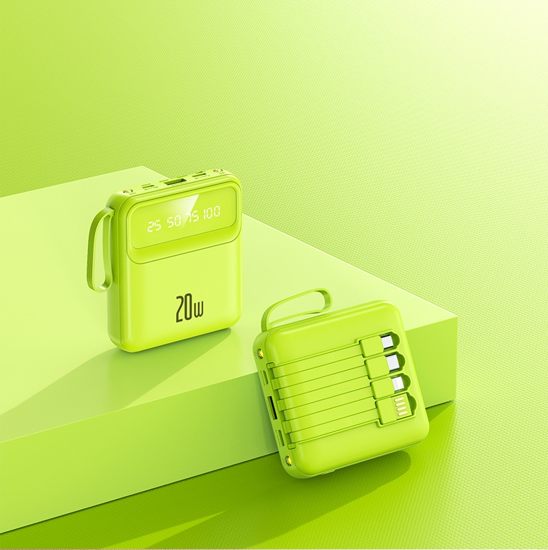 techglobe Mini-Schnellladefunktion mit integriertem Kabel, 20000mAh Powerbank, individuell anpassbar, Großhandelsgeschenk, tragbarer Akku mit großer Kapazität_voghion.com