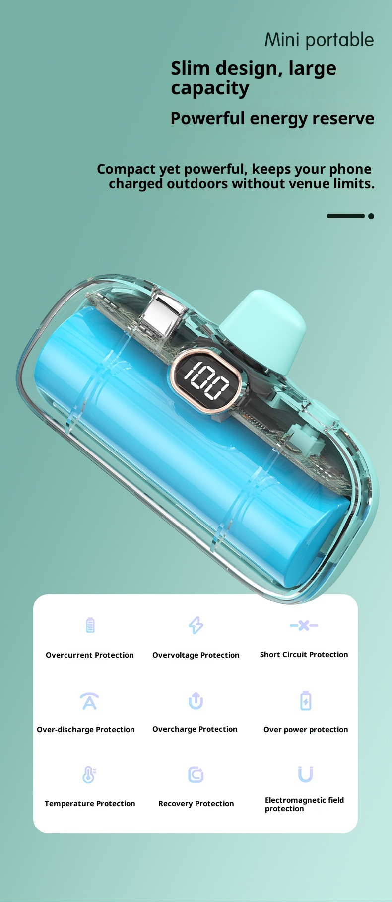 Techglobe KC Cross-Border Wholesale Pocket Capsule 5000mAh Portatile Compatto Cellulare Power Bank Regalo Stampa_voghion.com