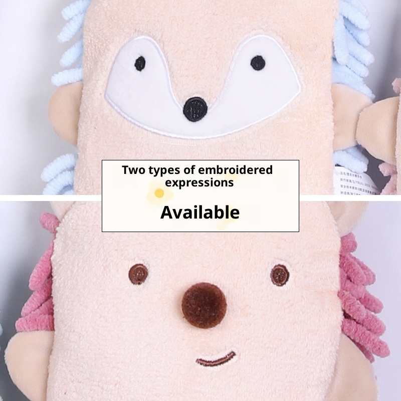 Lillian Cartoon Animal Hedgehog Chenille Coral Fleece Double Kang Le House Hanging Absorbent Hand Towel_voghion.com