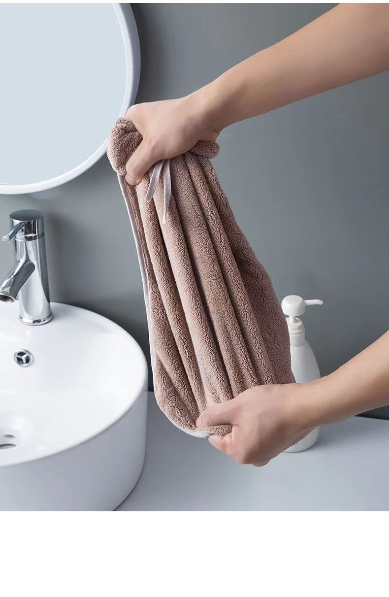 Lillian Cross-Border Bowknot Hand Coral Fleece Absorbent Bathroom Hanging Towel Strong Absorbency Quick-Dry_voghion.com
