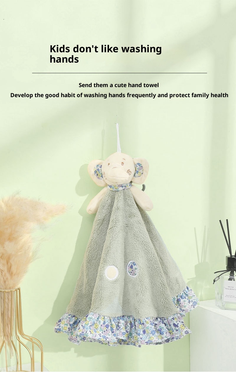 Lillian Cute Cartoon Animal Coral Fleece Children's Towel, Kangle House Hanging Thickened Absorbent Hand Towel Wholesale_voghion.com