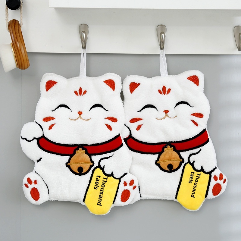 Lillian Fortune Katzen-Korallenfleece Küchen- und Badezimmer-Hängetuch Großhandel Niedliches Kinderhandtuch_voghion.com