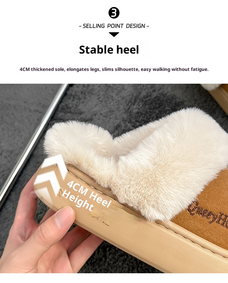 Zees Women's Cotton Autumn 2025 New Simple Fashion Indoor Home Non-Slip Furry Slippers Men Winter_voghion.com
