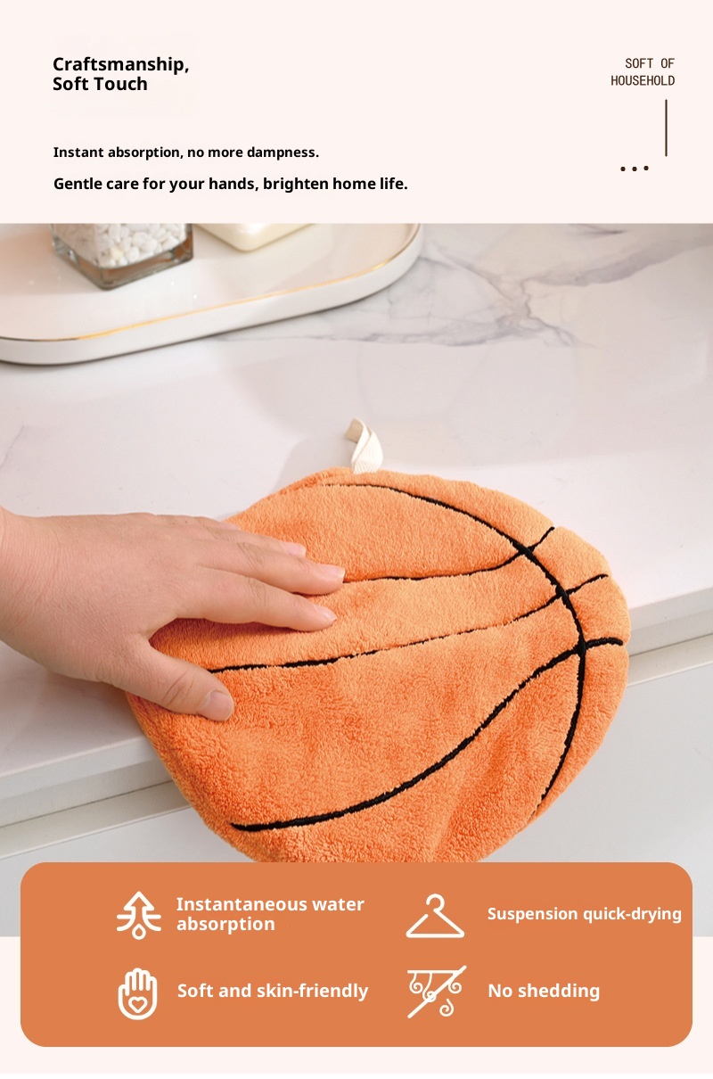 Lillian European And American Cross-Border Ball Hanging Hand Three-Layer Thickened Absorbent Coral Fleece Towel Kitchen_voghion.com