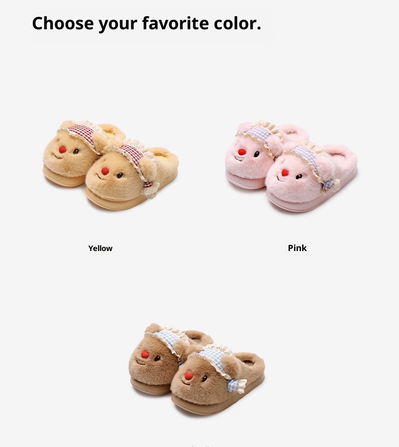 Zees Hot-Selling Bear Cotton For Women, Autumn And Warm Slippers, Winter Indoor Home Plush Slippers_voghion.com